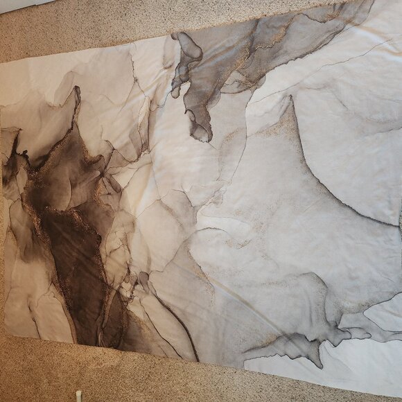 LARGE Marble Pattern Fabric Wall Hanging Tapestry Gray & Gold 70.8 X 90.5 inches - Picture 5 of 10